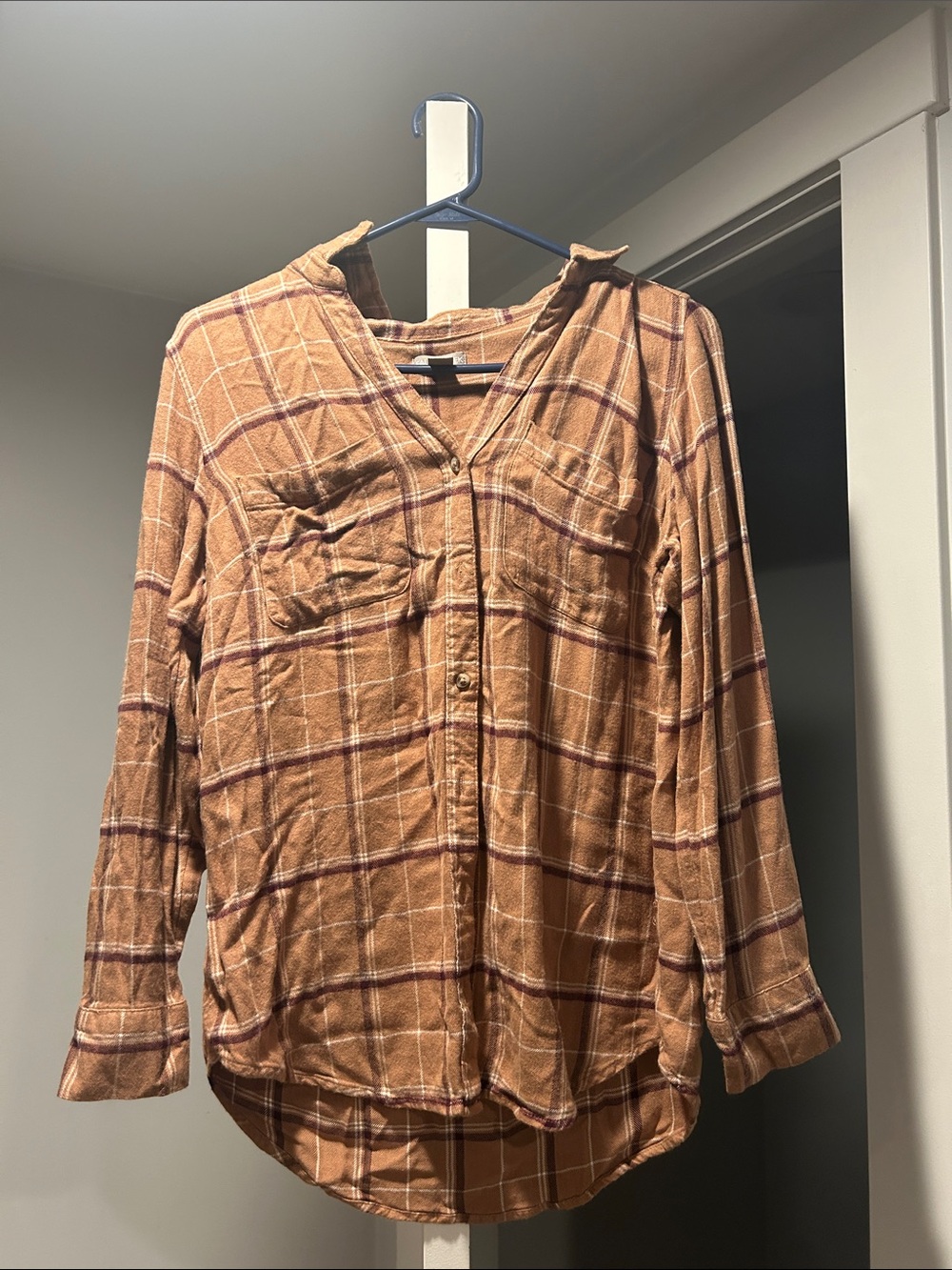 Falls Creek Women's Rust Plaid Button-Down Shirt